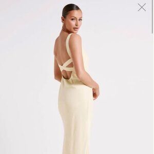 Ensley Satin Maxi Dress - Light Yellow (Meshki)